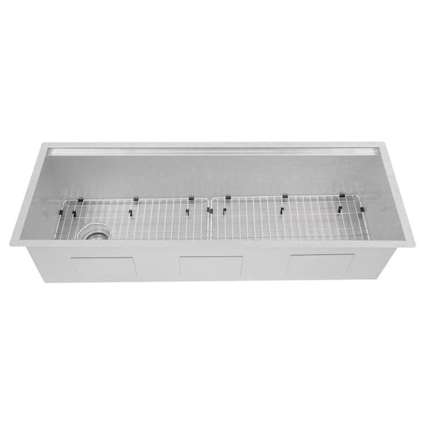 45 in. Garmisch Undermount Single Bowl Satin Stainless Steel Kitchen Sink with Bottom Grid and Accessories