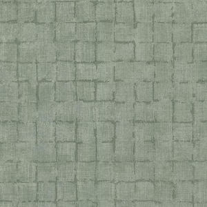 Blocks Checkered Green Non Pasted Non Woven Wallpaper