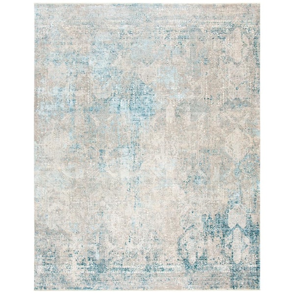 SAFAVIEH Dream Gray/Blue 8 ft. x 10 ft. Distressed Geometric Area Rug