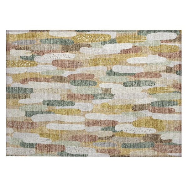 Chantille Machine Washable Indoor/Outdoor Abstract ACN3111 Saffron 3 ft. x 4 ft. Area Rug