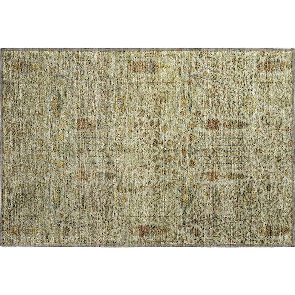 Mayfield Premium Machine Washable Abstract AMF2053 Wheat 2 ft. x 3 ft. Accent Rug