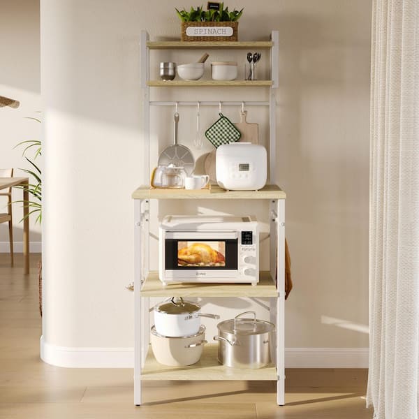 Bestier Oak 5-Shelf Metal 23.62 in. W Baker's Rack