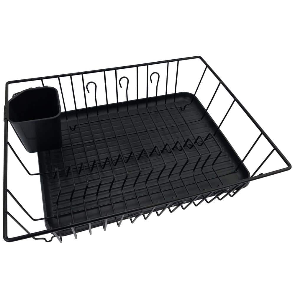 Black Large Metal Dish Drying Rack with Drying Mat price history on PriceWatchPro