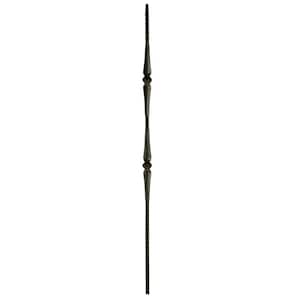 44 in. x 9/16 in. Satin Black Gothic Spoons with Double Knuckle Hollow Iron Baluster