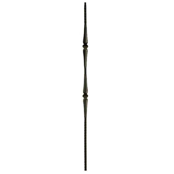 WM Coffman 44 in. x 9/16 in. Satin Black Gothic Spoons with Double Knuckle Hollow Iron Baluster