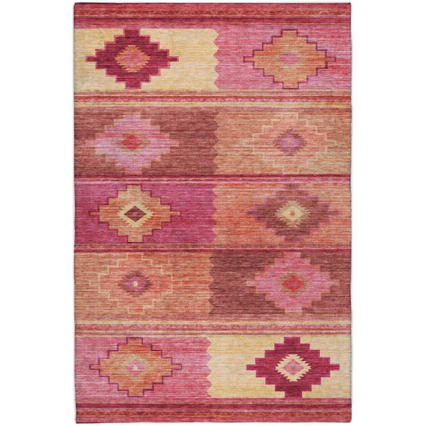 Dream Shag Premium Machine Washable Abstract ADS176 Pink 5 ft. x 7 ft. 6 in. Area Rug
