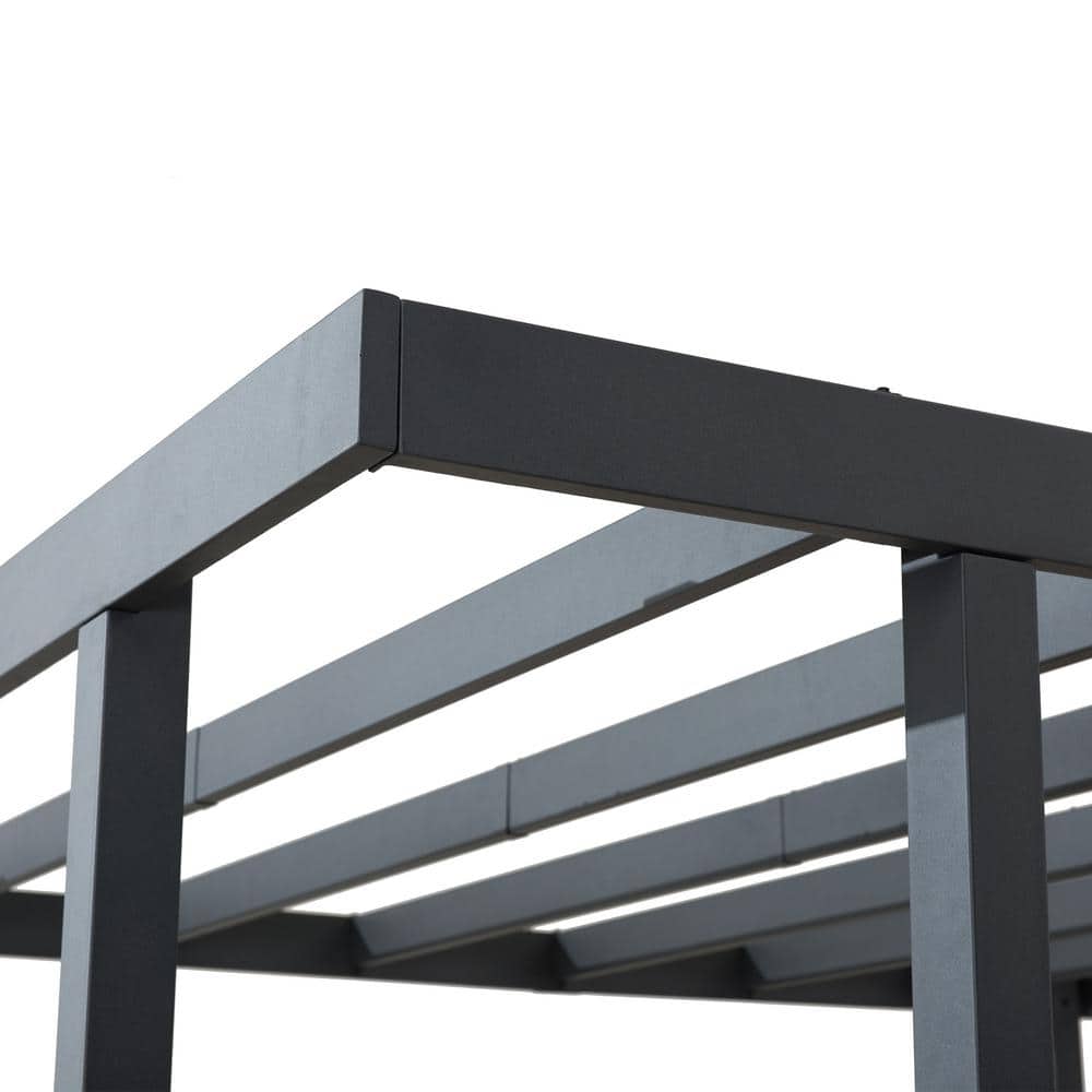 Marbella 10x12 ft Black Steel Frame Outdoor Pergola with Planters