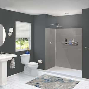 Prodigy 60 in. W x 72 in. H x 36 in. D 3-Piece Glue-Up Alcove Shower Surround in Dark Grey Vertical Tile