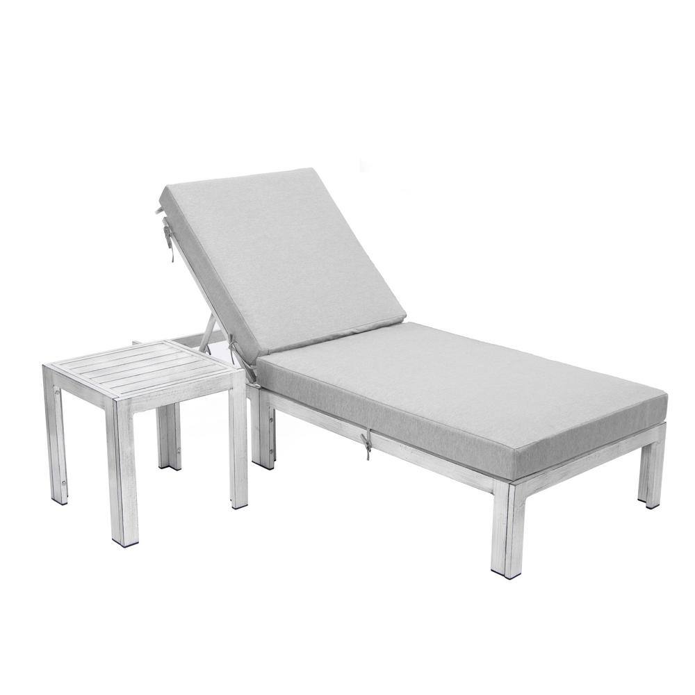 Leisuremod Chelsea Modern Weathered Grey Aluminum Outdoor Patio Chaise