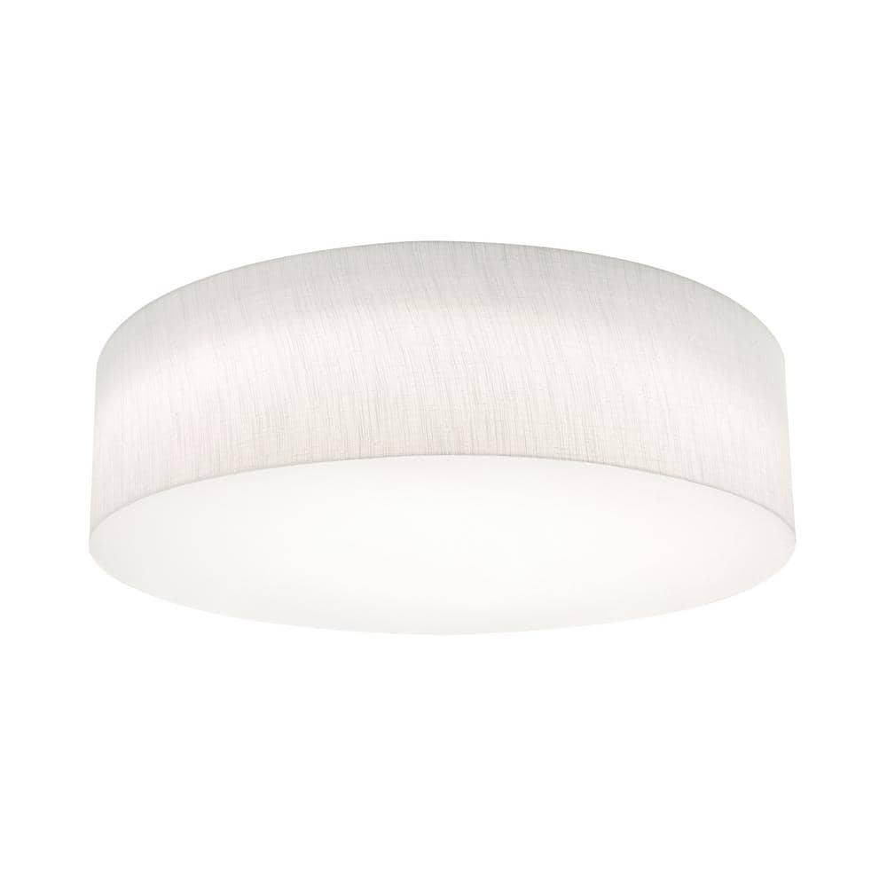 AFX 24 in. 3-Light Linen White Transitional Flush Mount with Shade ...