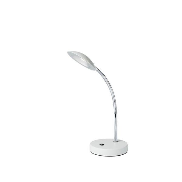 ORE International 11 in. Matte White LED Goose Neck Metal Saucer Table Lamp