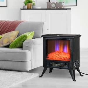 15.25 in. Freestanding Electric Fireplace in Black with 2-Heating Modes, Adjustable Temperature, Overheat Protection