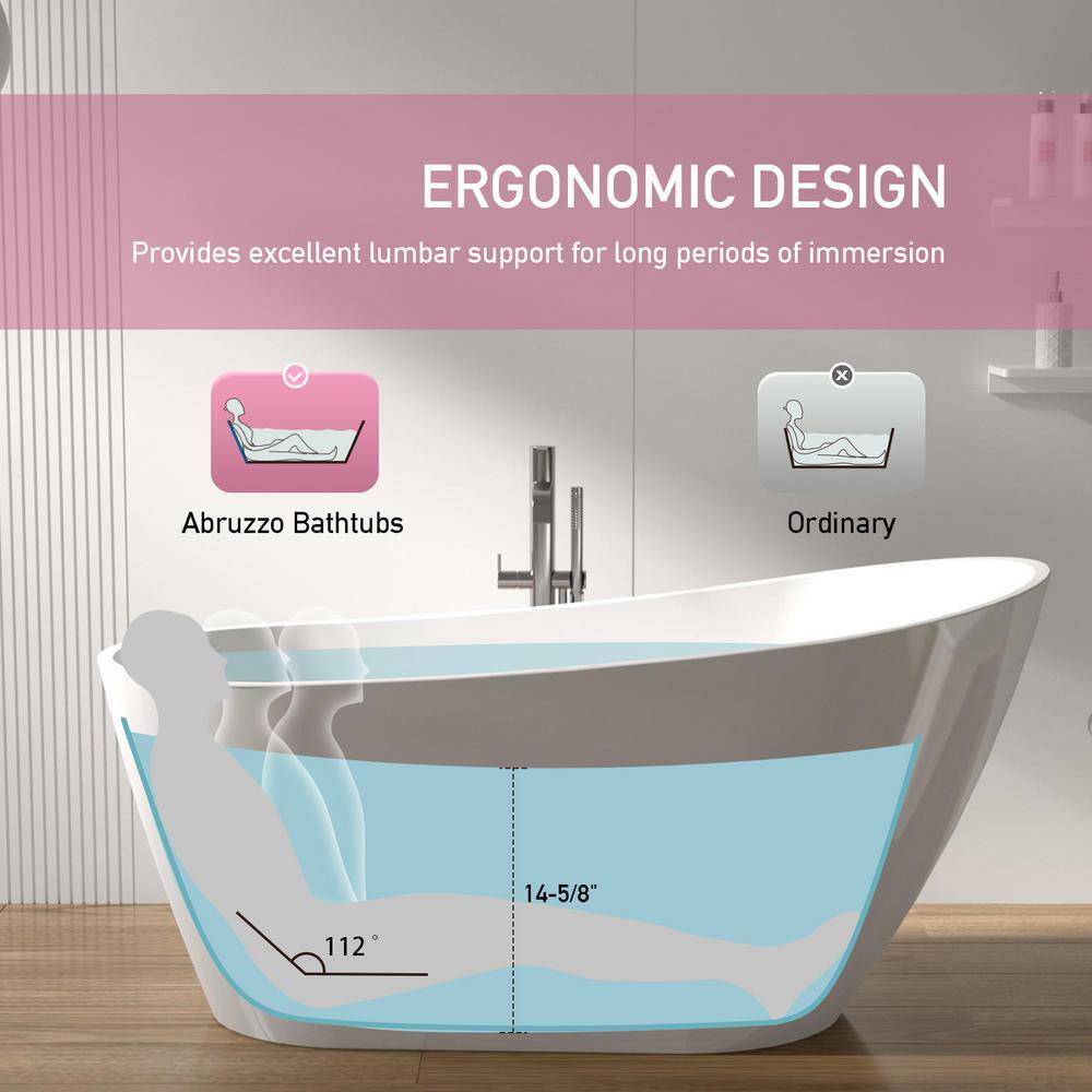 63'' Glossy White Freestanding Acrylic Soaking Bathtub