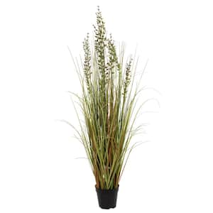 48 in. PVC Artificial Potted Green and Brown Grass and Plastic Grass