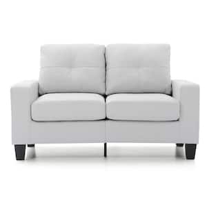 Newbury 58 in. W Flared Arm Faux Leather Straight Sofa in White