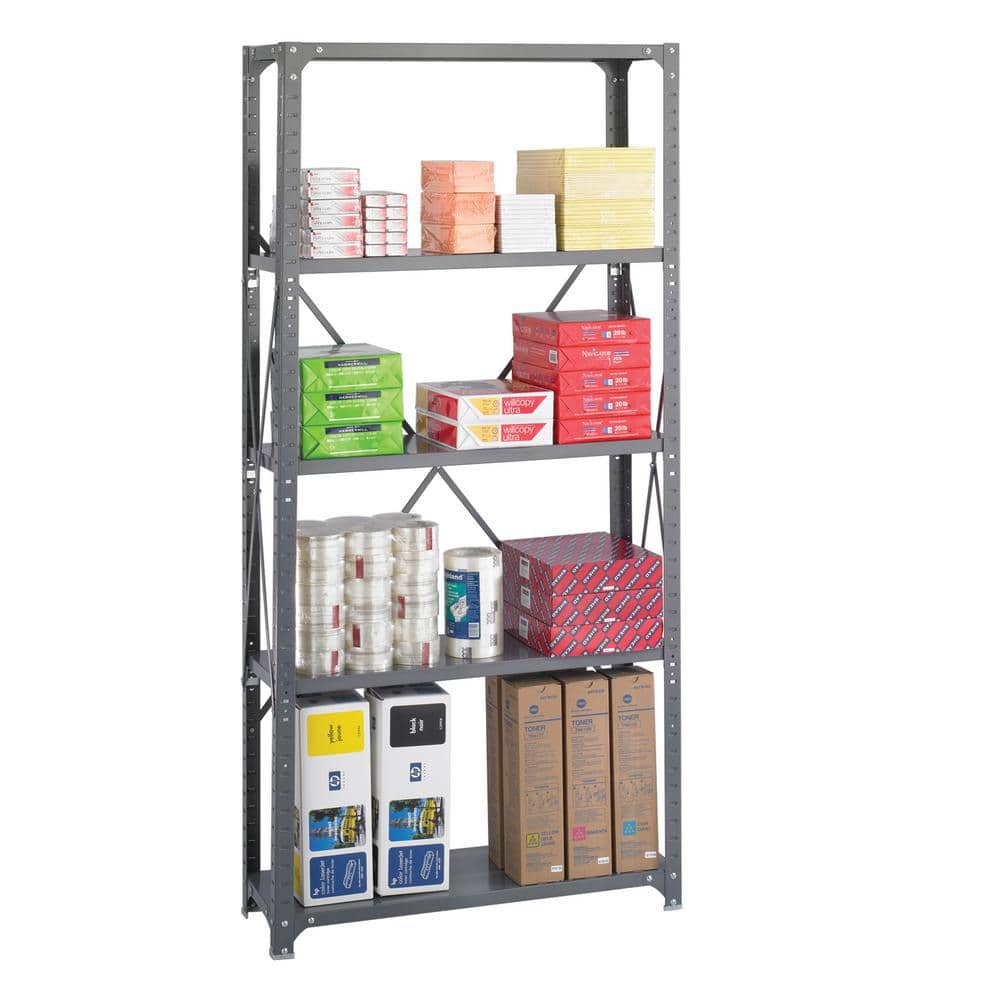Gray Heavy Duty Steel 5-Shelf Industrial Shelving Unit
