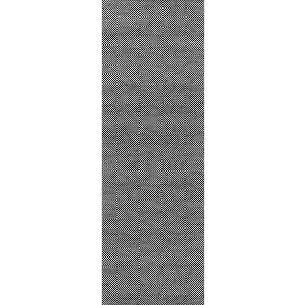 nuLOOM Agoja Contemporary Diamonds Black 2 ft. 6 in. x 6 ft. Runner Rug