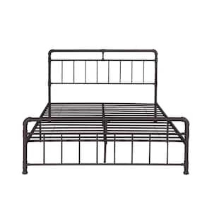 Mowry Industrial Queen-Size Hammered Copper Iron Bed Frame