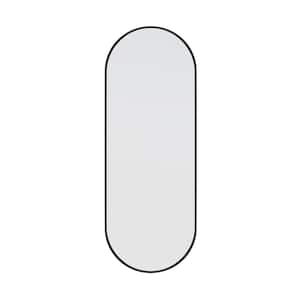 22 in. W x 60 in. H Stainless Steel Framed Pill Shape Bathroom Vanity Mirror in Black