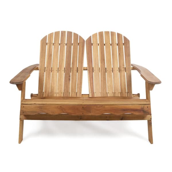 Cisvio Natural Solid Wood Adirondack Loveseat Sofa - Outdoor Adirondack Loveseat for Garden, Lawn, Backyard, Porch, Patio