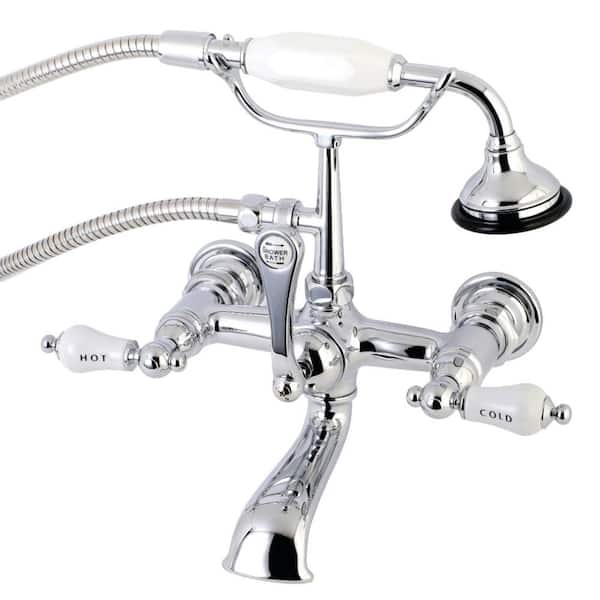 Kingston Brass Vintage 7 in. Center 3-Handle Claw Foot Tub Faucet with Handshower in Chrome