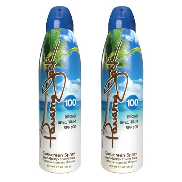 Panama Jack 5.5 oz. Continuous Spray Sunscreen SPF 100-Moisturizer (2 Pack)