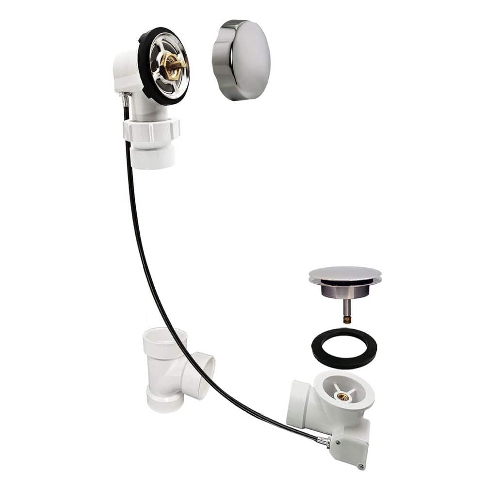 27 in. Cable Drive Bath Drain with Rotary Overflow Cover on a Ball Joint, Pop-Up Stopper-Sch. 40 PVC, Polished Nickel price history on PriceWatchPro