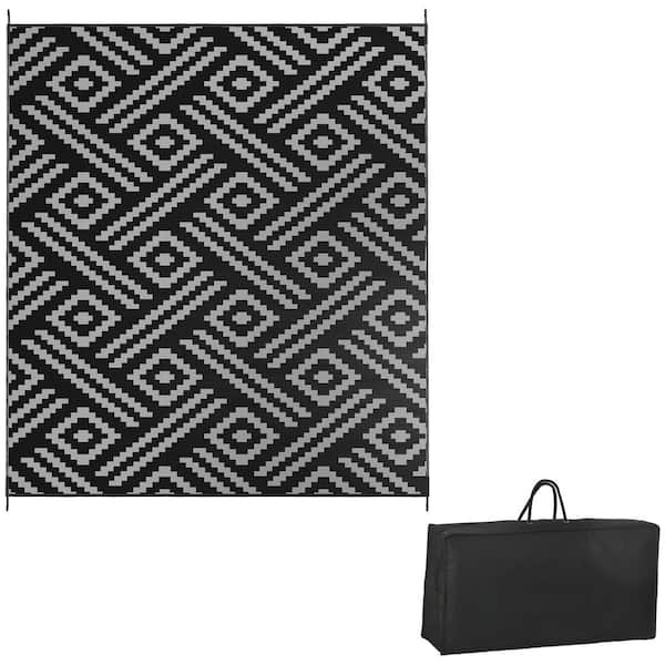 COOLSHARK 8 ft. x 10 ft. Waterproof Outdoor Patio Rug Indoor Large Reversible Area Rugs with Carry Bag, for Yard, Picnic, Beach
