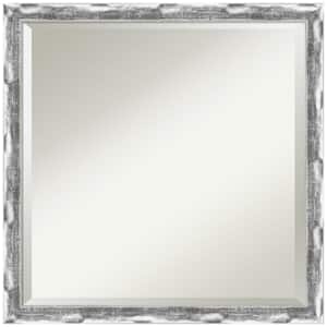 Scratched Wave Chrome 22 in. H x 22 in. W Framed Wall Mirror