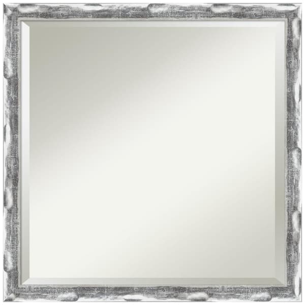 Amanti Art Scratched Wave Chrome 22 in. H x 22 in. W Framed Wall Mirror