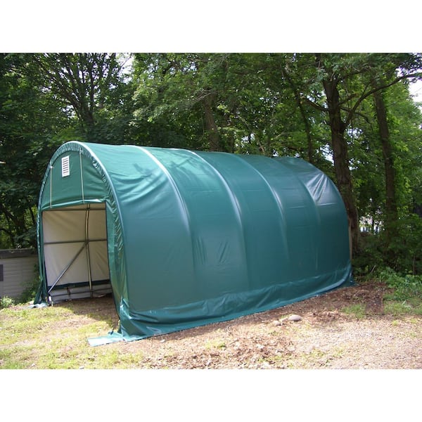 12 ft. W x 20 ft. D x 8 ft. H Galvanized Steel and PVC Garage Without Floor in Green with Heavy-Duty Green Cover