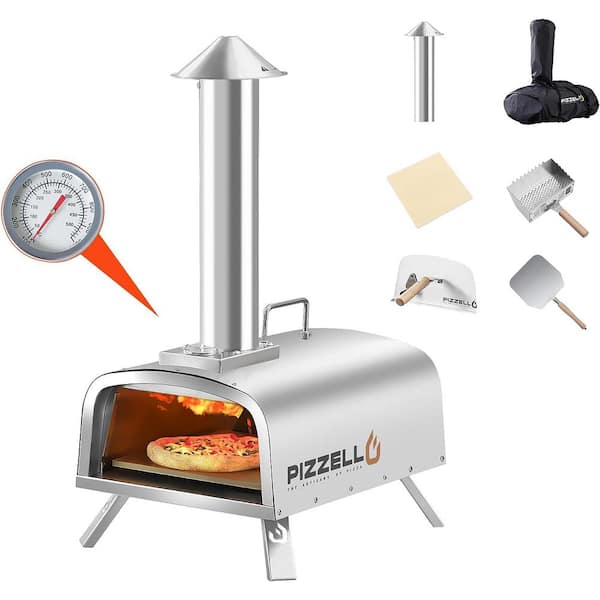Portable Pellet Pizza Oven Outdoor Pizza Ovens Wood Fired Pizza Oven  Included Pizza Stone, Pizza Peel, 12 in - Sliver