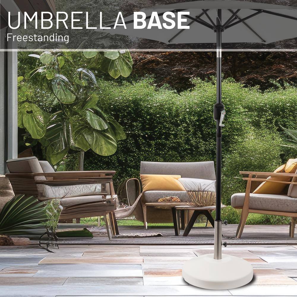 White High-Density Polyethylene Wheeled Umbrella Base with Stainless Steel Stem