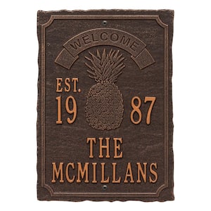 Antebellum Welcome Rectangular Standard Wall 3-Line Anniversary Personalized Plaque in Oil-Rubbed Bronze