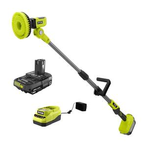 ONE+ 18V Cordless Telescoping Power Scrubber Kit with 2.0 Ah Battery and Charger
