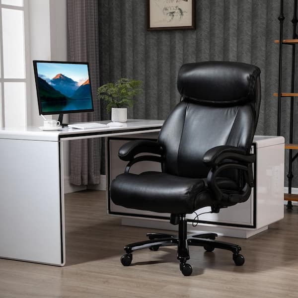 Black PU Leather High Back Office Chair Executive Ergonomic Home Computer Seat 