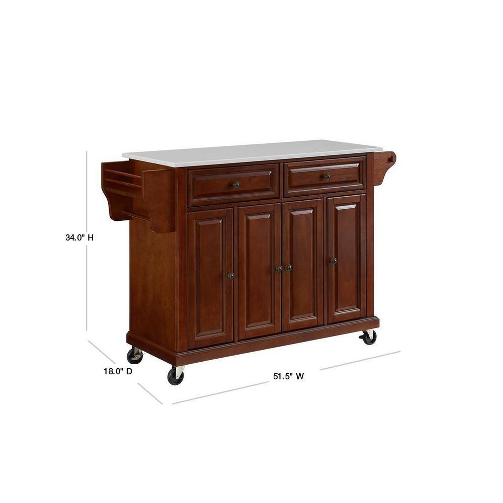 Granite Top Mahogany Kitchen Cart with Built-In Spice Rack