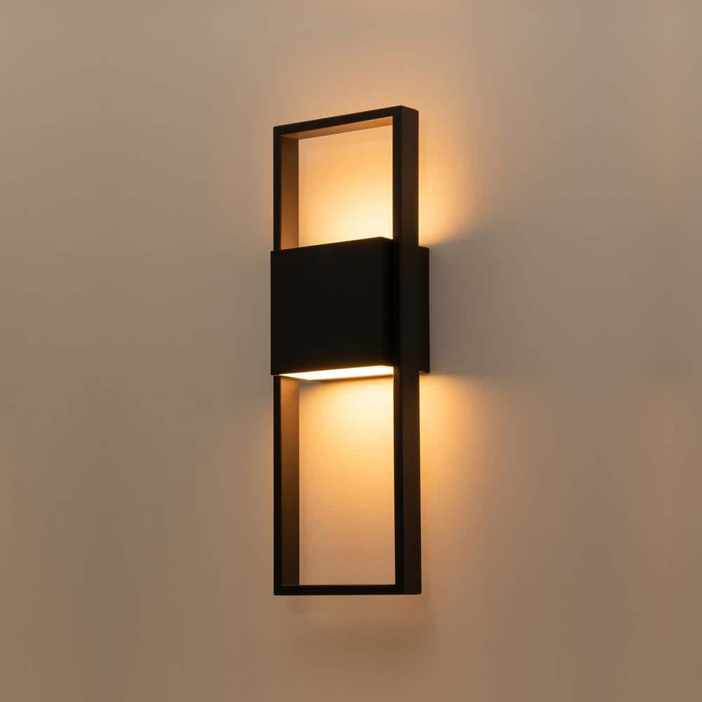 18 in. Matte Black LED Outdoor Hardwired Wall Lantern Sconce price history on PriceWatchPro