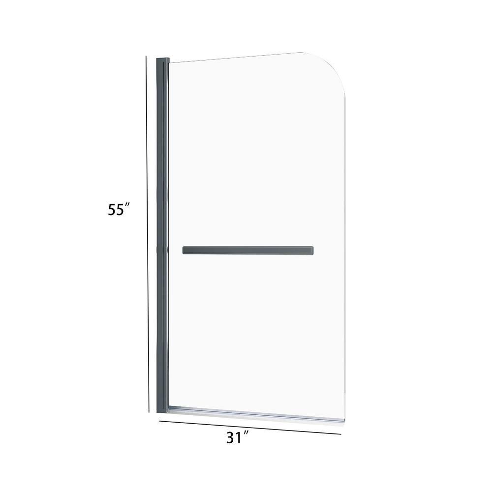 Goodyo 31" x 55" Frameless Clear Tempered Glass Bathtub Screen