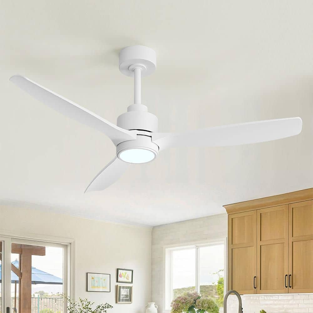 48 in. White 3ABS Blades Downrod Costal Grade Outdoor Ceiling Fan with Integrated LED and Remote White price history on PriceWatchPro