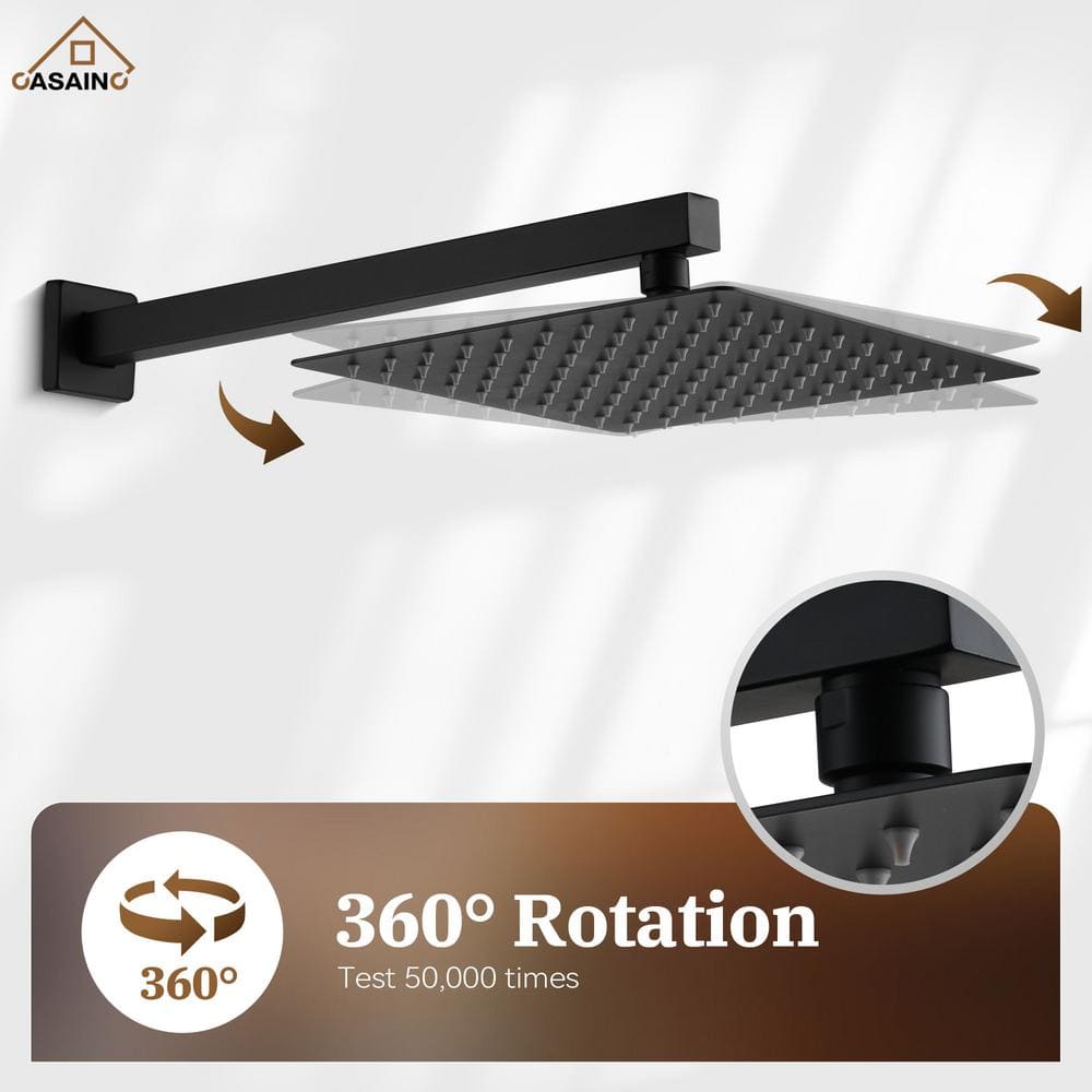 Matte Black Large Square Dual Rain Shower System