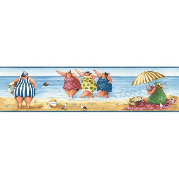 The Wallpaper Company 8 in. x 10 in. Jewel Tone Novelty Bathing Beauties Border Sample