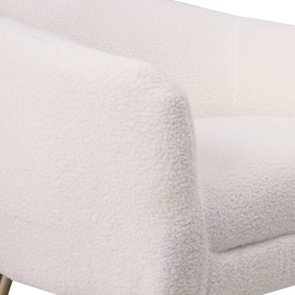 aisword Modern Comfy Leisure Accent Chair, Teddy Short Plush Particle Velvet Arm Chair with Ottoman - White