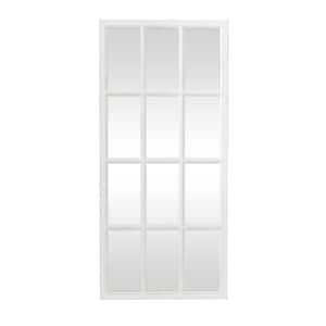 48 in. x 22 in. Window Pane Inspired Rectangle Framed White Wall Mirror