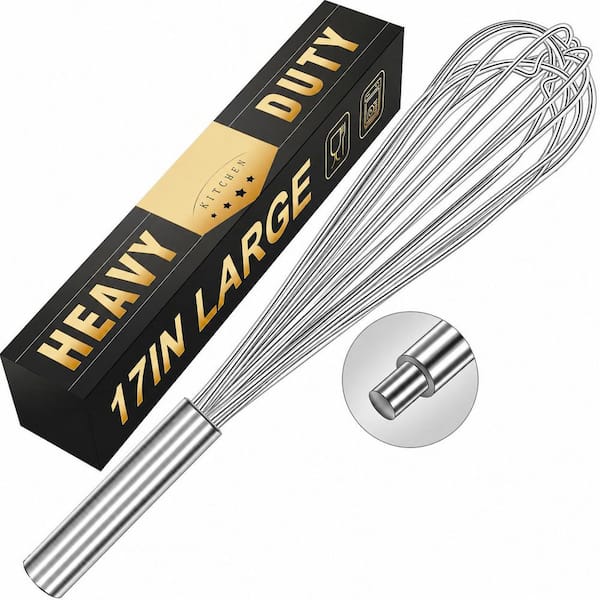 Steel Wire Whisk Kitchen Utensil Powerful Mixing Capacity Heavy Duty Design Multifunctional Application, Silver