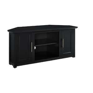 Camden 48 in. Black Wood Corner TV Stand Fits 50 in. TV with Cable Management