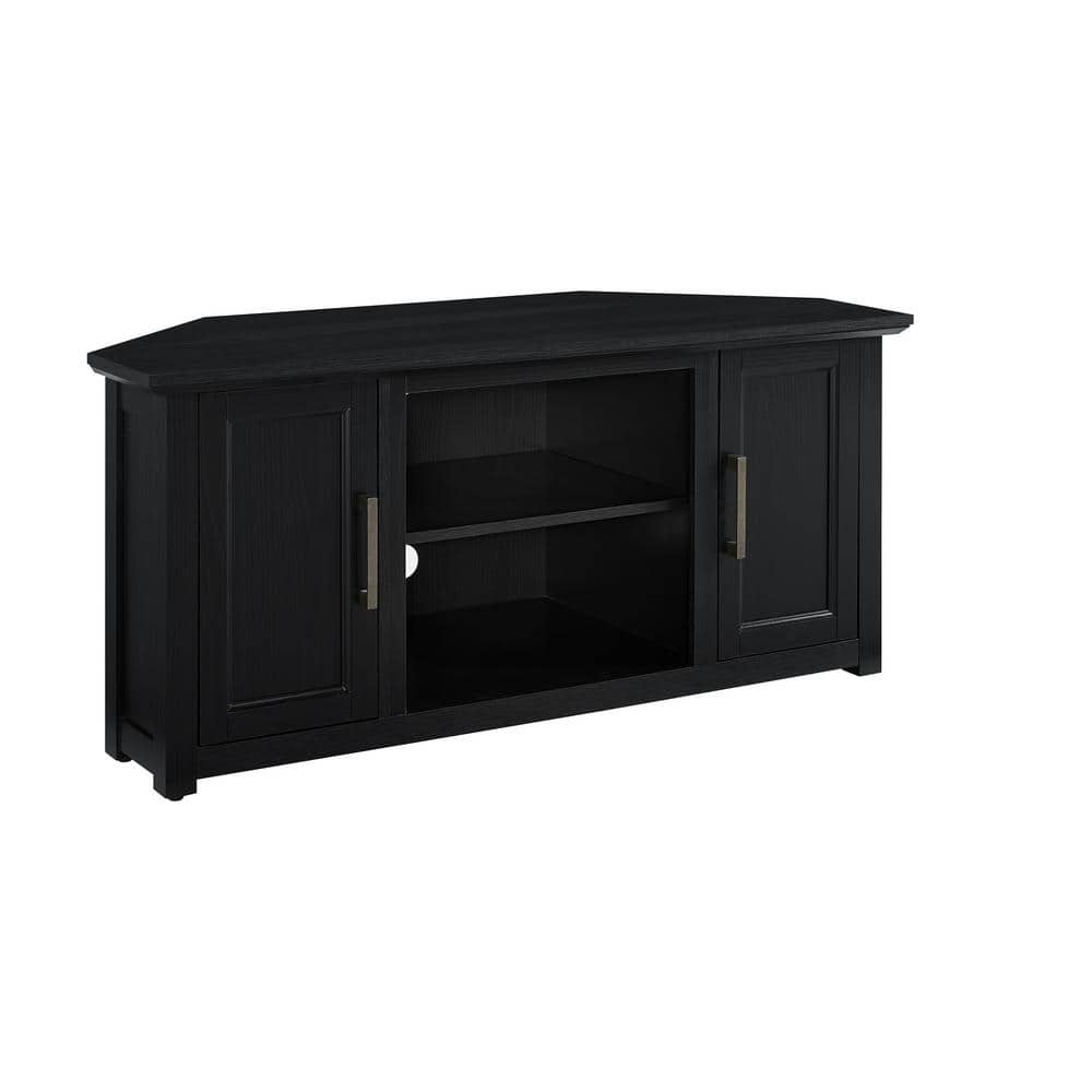 CROSLEY FURNITURE Camden 48 in. Black Wood Corner TV Stand Fits 50 in