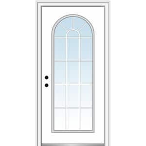 36 in. x 80 in. Right-Hand Inswing Full Lite Round Top Clear Classic Painted Steel Prehung Front Door