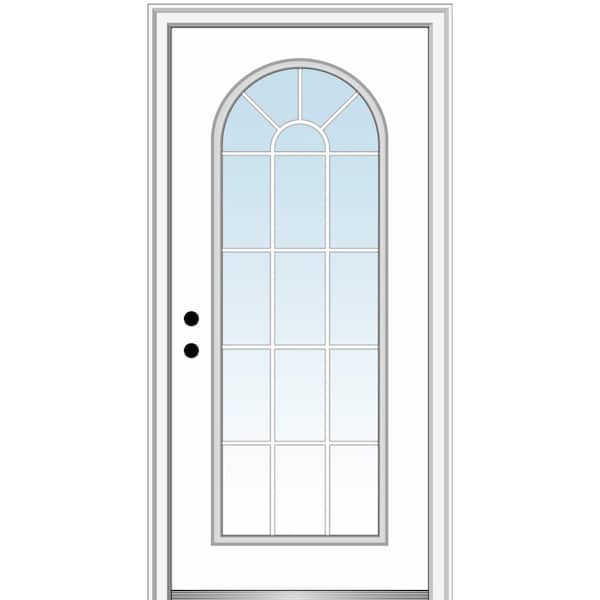 MMI Door 36 in. x 80 in. Right-Hand Inswing Full-Lite Clear Round Top Primed Fiberglass Prehung Front Door on 6-9/16 in. Frame