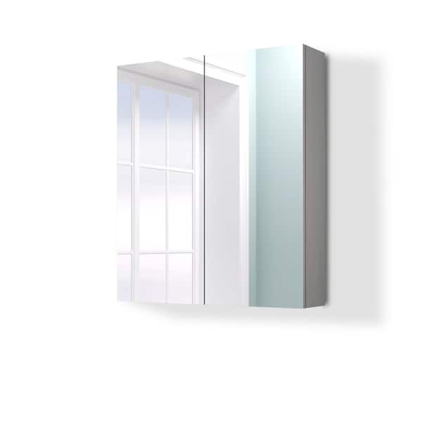 24 in. W x 28 in. H Rectangular Surface Mount Medicine Cabinet with Mirror Gray